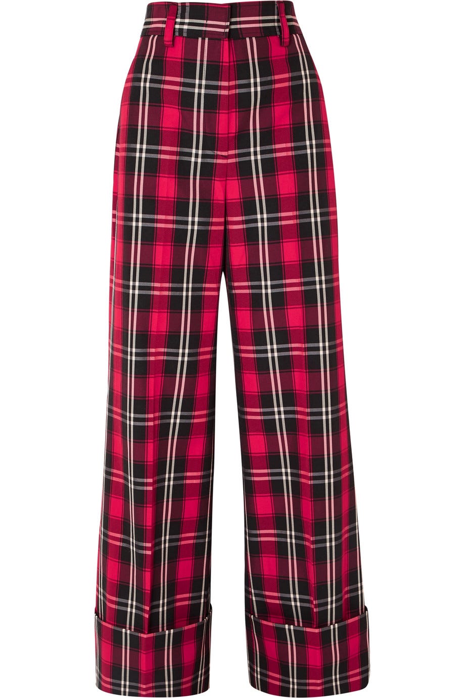 MSGM + Tartan Twill Wide-Leg Pants