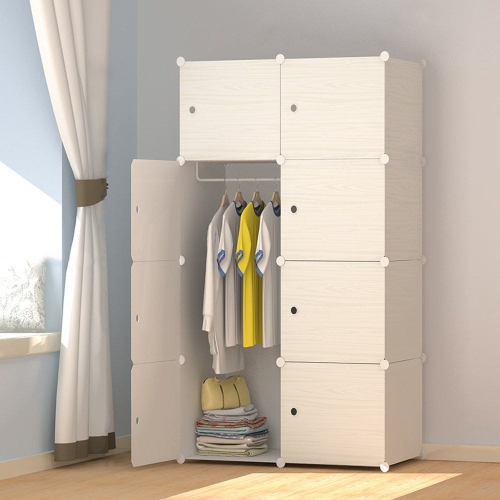 Joiscope + Wood Pattern Portable Wardrobe Closet