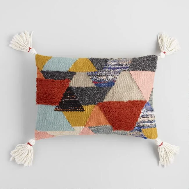 Cost Plus World Market Multicolor Horizon Tufted Lumbar Pillow