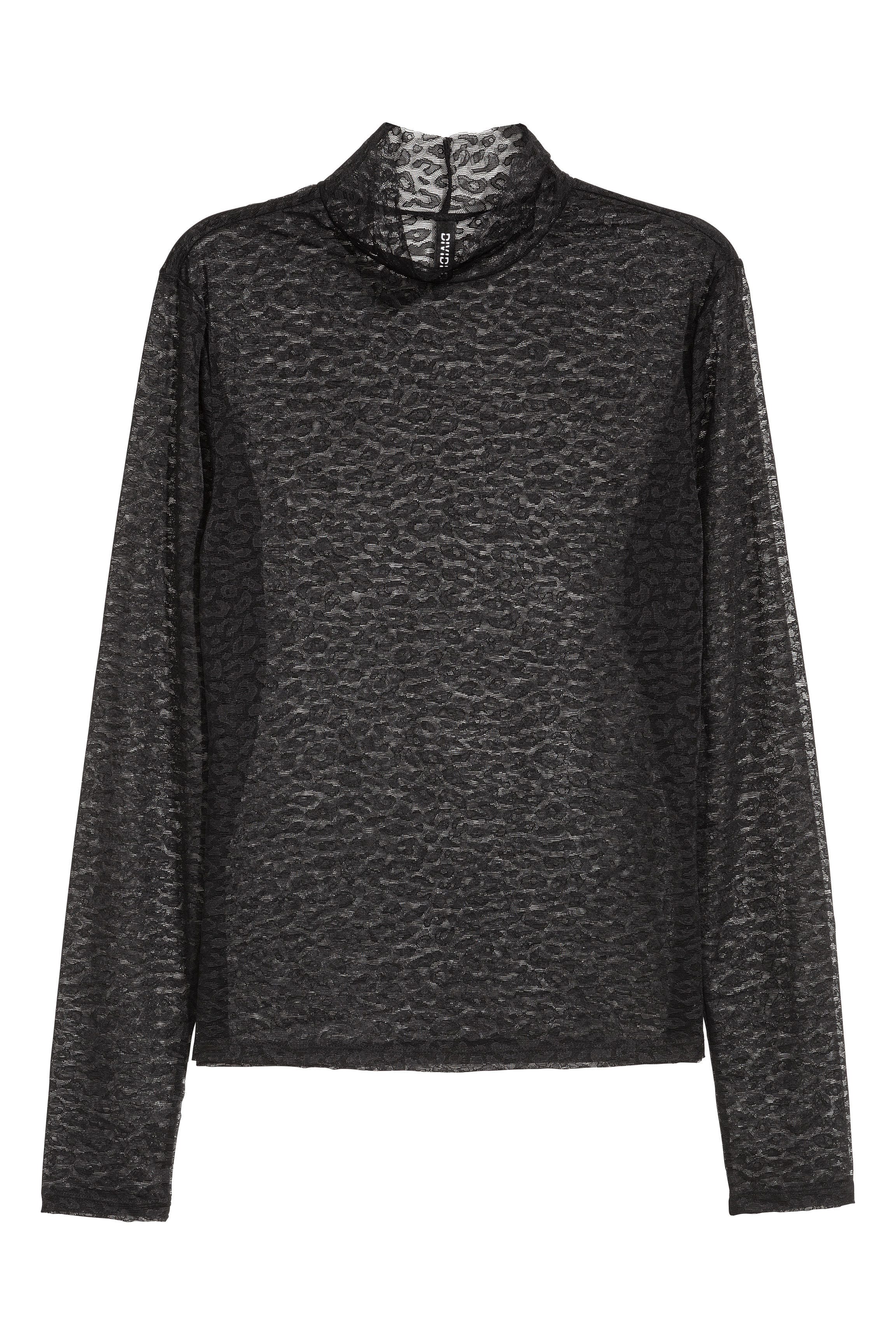 H&M + Mesh Turtleneck Top