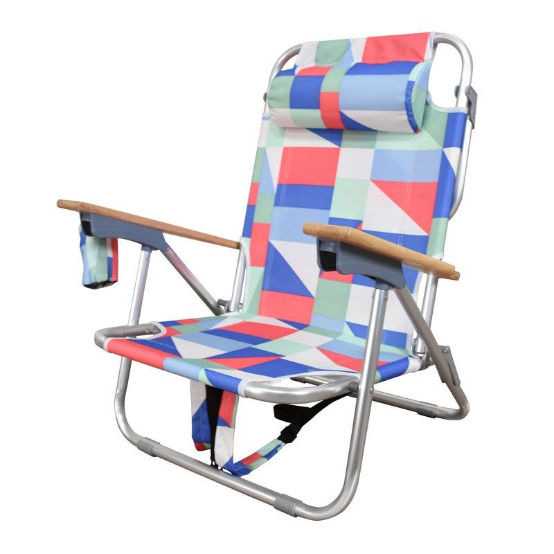 Joss & Main + Regalado Reclining Beach Chair With Cushion