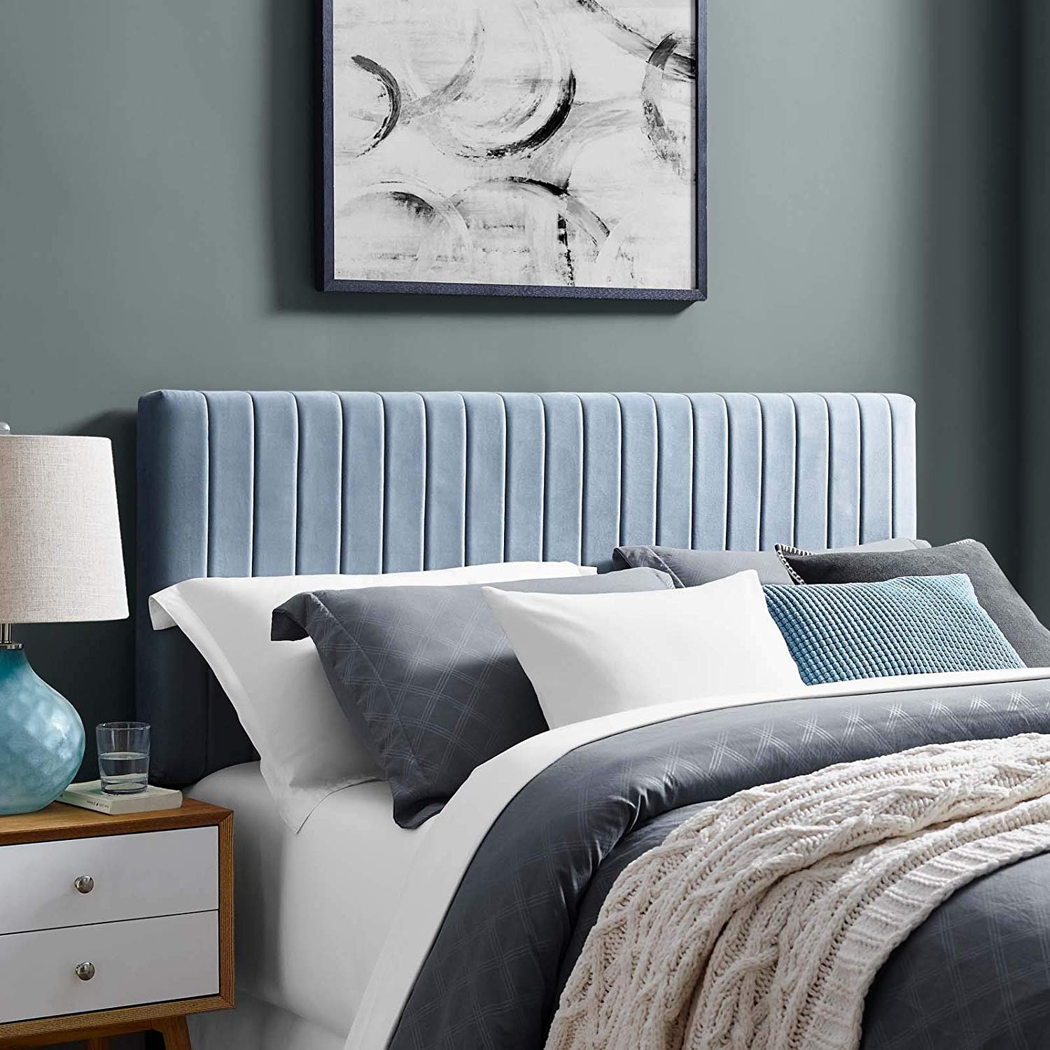 Modway + Keira Channel Tufted Velvet Headboard