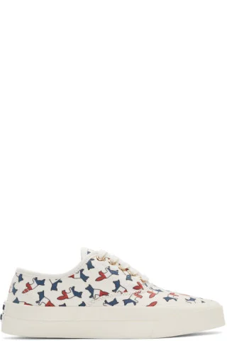 maison kitsune white canvas sneakers
