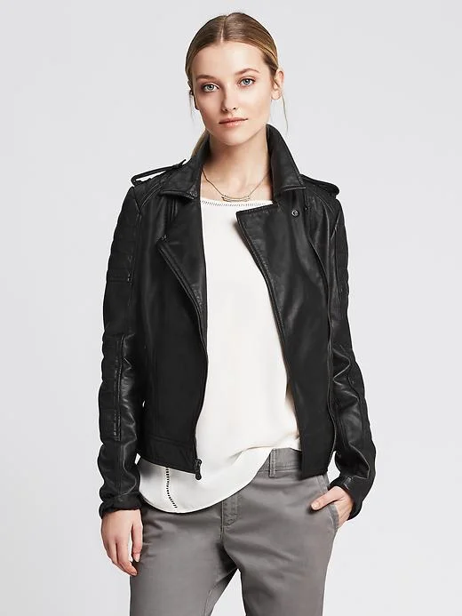 Banana Republic Black Leather Moto Jacket