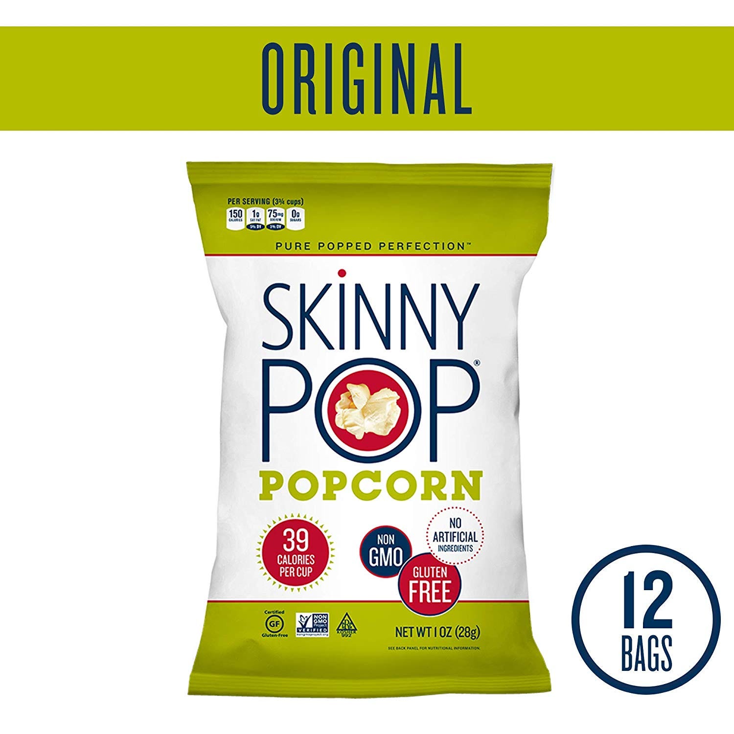 Skinny Pop + SKINNYPOP Original Popped Popcorn, Individual Bags