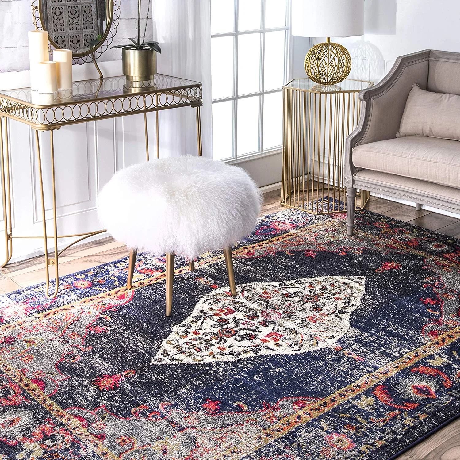 Nuloom Vintage Medallion Veronica Distressed Round Rug Nuloom Vintage Medallion Veronica
