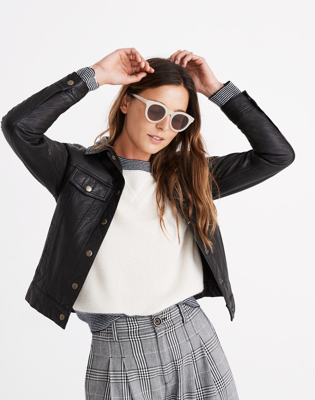 Madewell + Washed Leather Trucker Jacket
