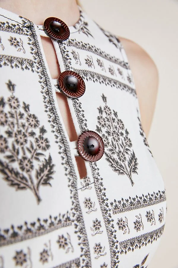 blue or brown dress See The Spark 100% Cotton Camel Brown Floral Mini Dress