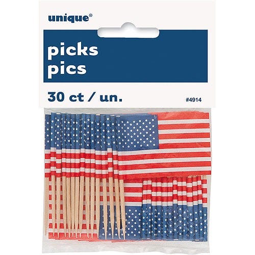 Unique + American Flag Toothpicks, 30pk