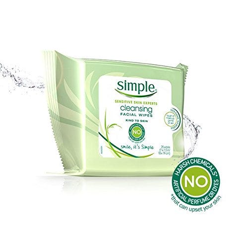 Simple + Simple Sensitive Skin Makeup Removing Cleansing Wipes No Harsh