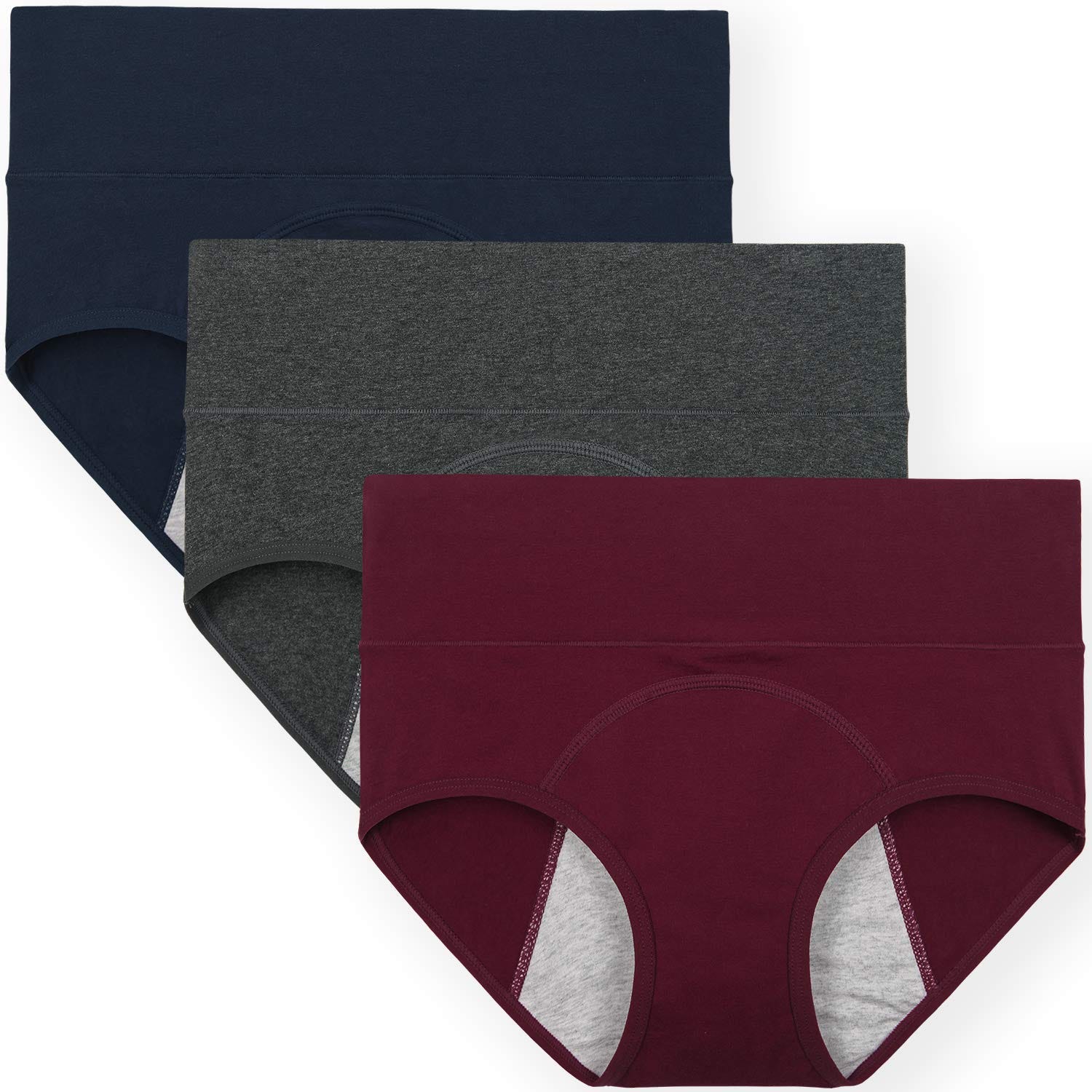 Innersy + 3 Pack Menstrual Period Protective Cotton Panties Underwear